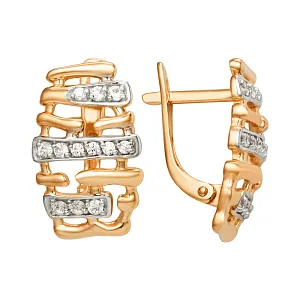 Серьги из красного золота с фианитами