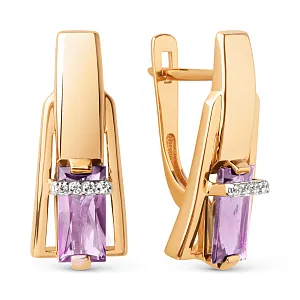 Серьги из красного золота с аметистами