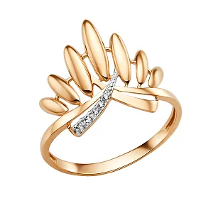 Кольцо из красного золота с фианитами