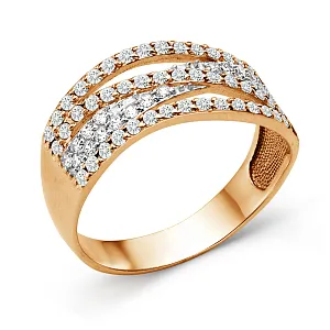 Кольцо из красного золота с фианитами