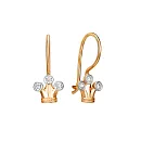 Серьги детские из красного золота с фианитами