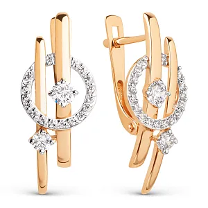 Серьги из красного золота с фианитами