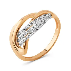 Кольцо из красного золота с фианитами