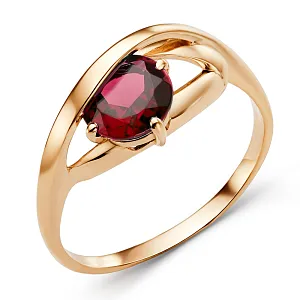 Кольцо из красного золота с гранатом