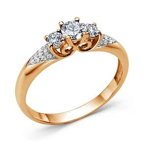 Кольцо из красного золота с фианитами