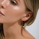 Серьги продевки из красного золота с фианитами