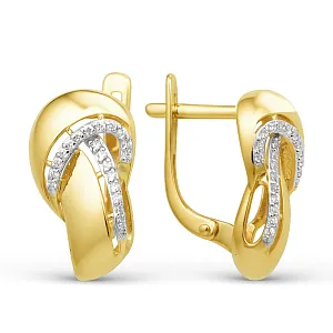 Серьги из желтого золота с фианитами