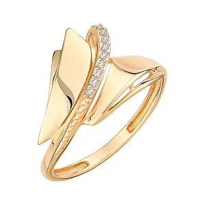 Кольцо из красного золота с фианитами