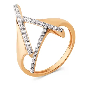 Кольцо из красного золота с фианитами