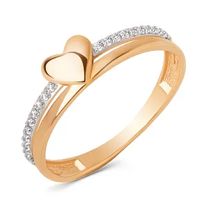 Кольцо из красного золота с фианитами