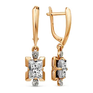 Серьги из красного золота с фианитами