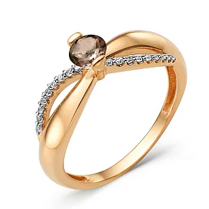 Кольцо из красного золота с раухтопазом