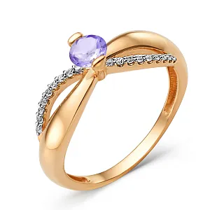 Кольцо из красного золота с аметистом