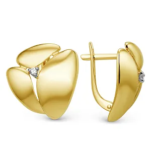 Серьги из желтого золота с фианитами