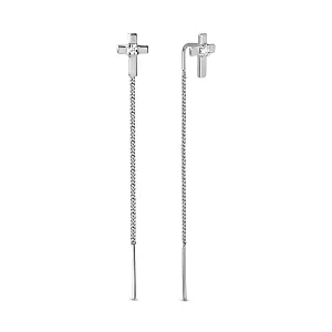 Серьги из белого золота с фианитами