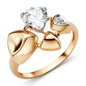 Кольцо из красного золота с фианитами