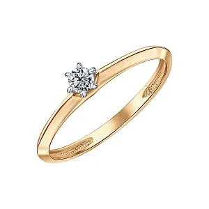 Кольцо из красного золота с бриллиантом