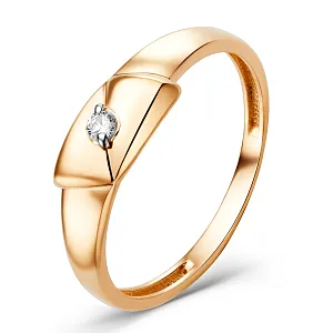 Кольцо из красного золота с фианитом