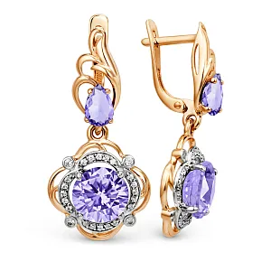 Серьги из красного золота с аметистами