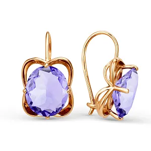 Серьги из красного золота с аметистами