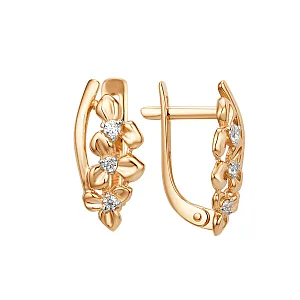 Серьги из красного золота с фианитами