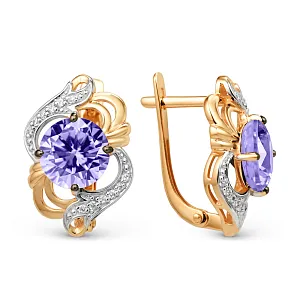 Серьги из красного золота с аметистами