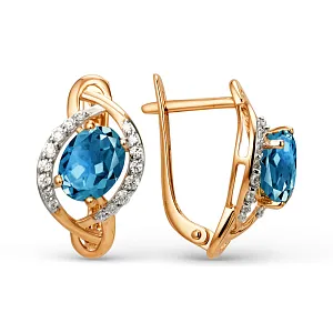 Серьги из красного золота с лондон топазами