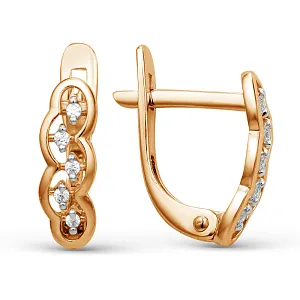 Серьги из красного золота с фианитами