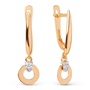 Серьги из красного золота с фианитами