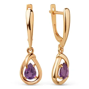 Серьги из красного золота с аметистами