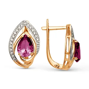 Серьги из красного золота с корундами