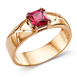 Кольцо из красного золота с корундом