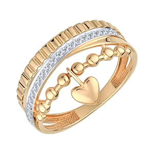 Кольцо из красного золота с фианитами