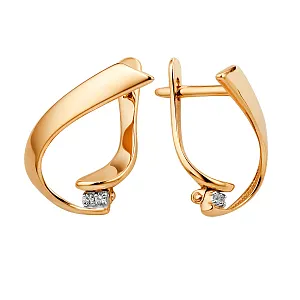 Серьги из красного золота с фианитами