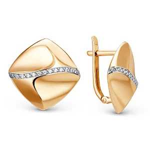 Серьги из красного золота с фианитами