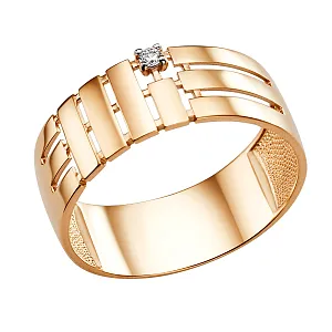 Кольцо из красного золота с фианитом