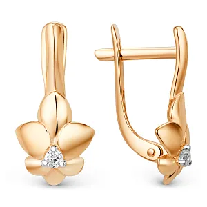 Серьги из красного золота с фианитами