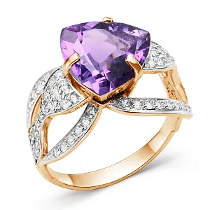 Кольцо из красного золота с аметистом