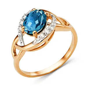 Кольцо из красного золота с лондон топазом