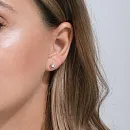 Серьги пусеты из красного золота с фианитами