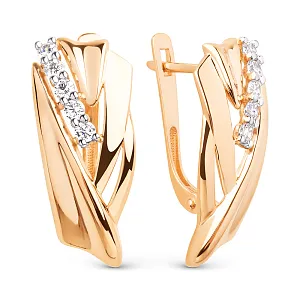 Серьги из красного золота с фианитами