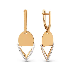 Серьги из красного золота с фианитами