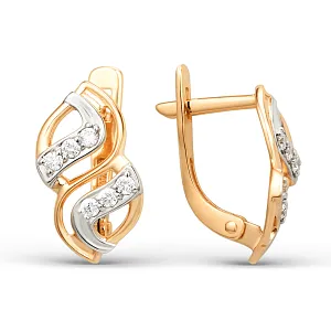 Серьги из красного золота с фианитами