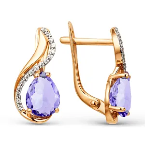 Серьги из красного золота с аметистами