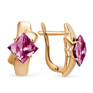 Серьги из красного золота с гранатами