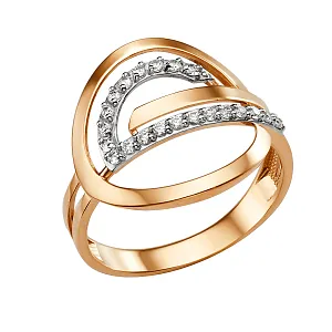 Кольцо из красного золота с фианитами