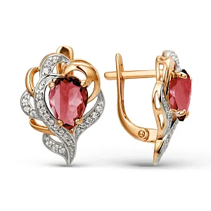 Серьги из красного золота с бриллиантами и рубинами