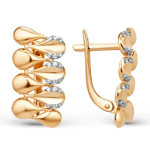 Серьги из красного золота с фианитами