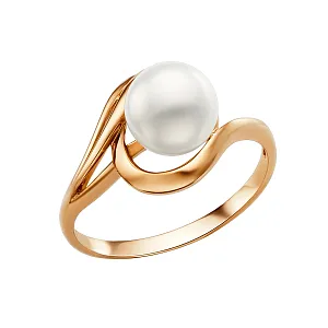 Кольцо из красного золота с жемчугом