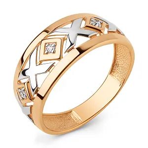 Кольцо из красного золота с фианитами